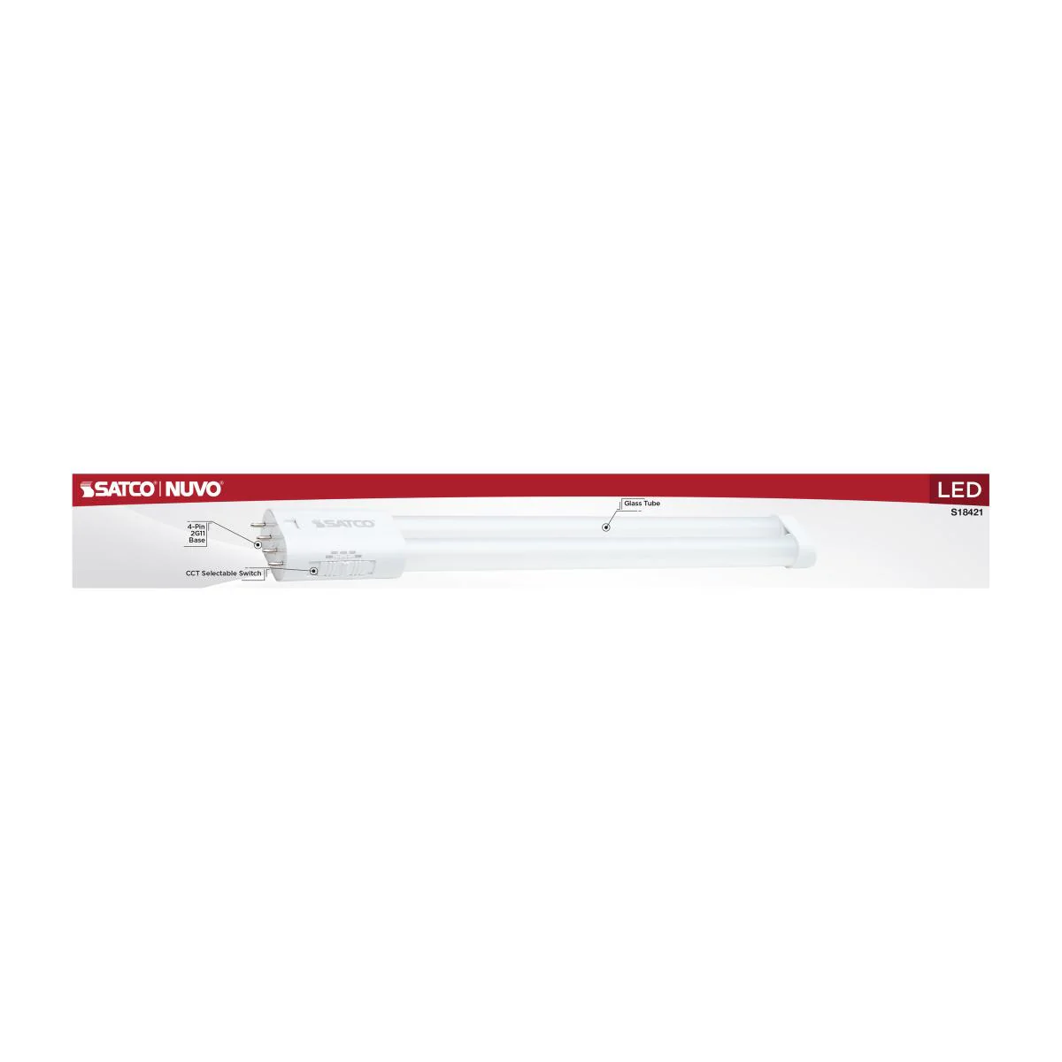 Satco 10w PLL LED 2G11 Base CCT Selectable Ballast Bypass 120-277v Bulb - Image 4