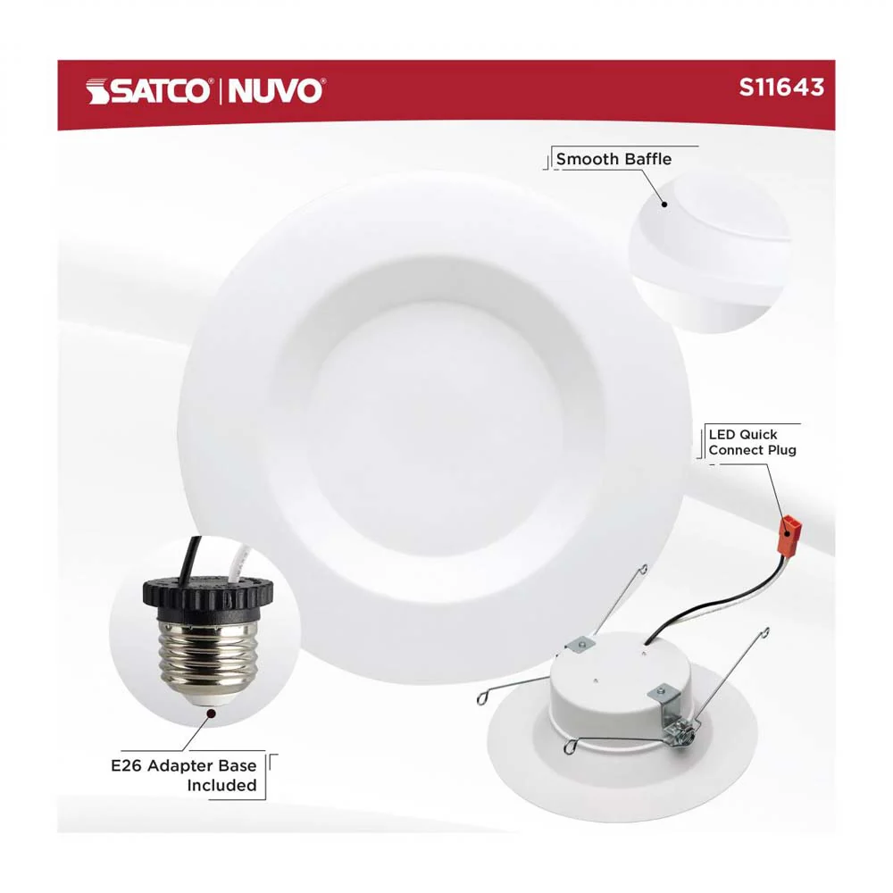 Satco 12.5w LED Downlight Retrofit 5-6-in 3000K White Finish 120v Dimmable - Image 7
