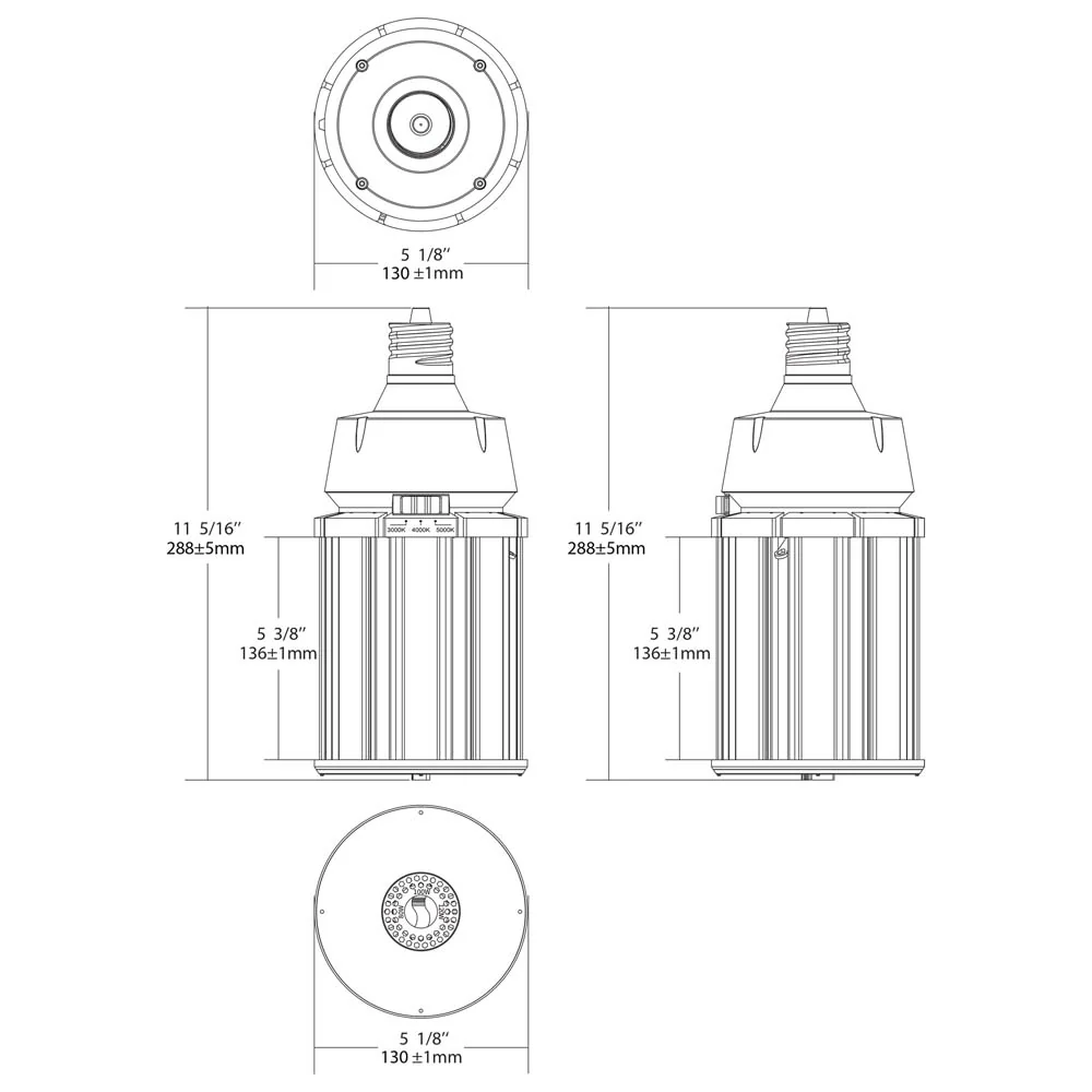 Satco LED HID Replacement 120/100/80 Wattage & CCT Seletable Mogul Base 100-277V - Image 8