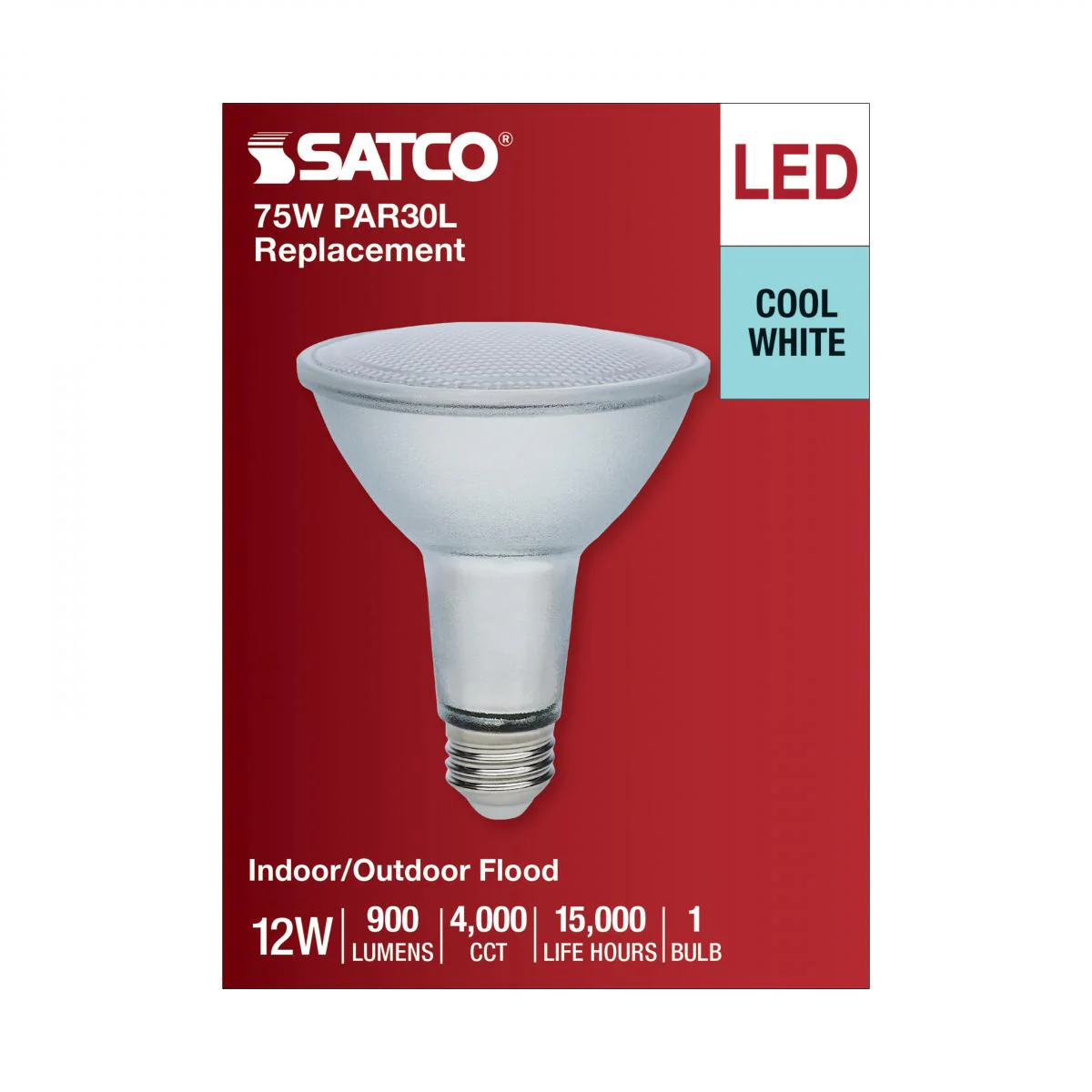 Satco 12w Econo LED PAR30LN 4000K 35deg 120-277v Silver Finish Bulb - Image 4
