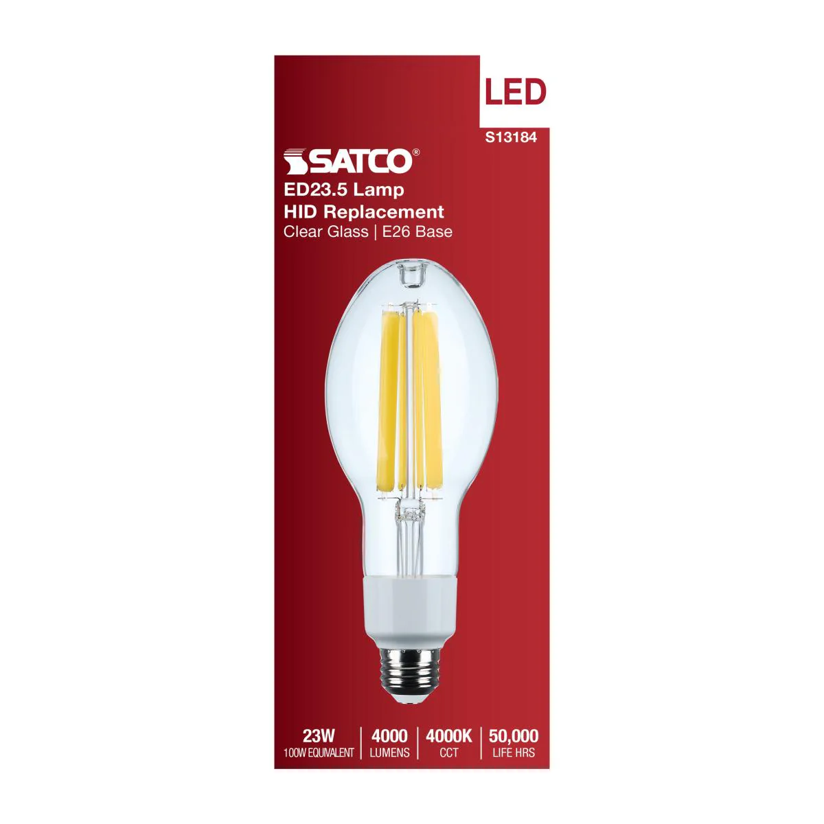 Satco 13.5w LED HID Replacement ED17 2200K E26 Base 120-277v Clear Finish Bulb - Image 3