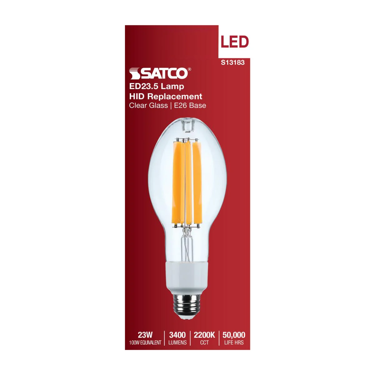 Satco 13.5w LED HID Replacement ED17 2200K E26 Base 120-277v Clear Finish Bulb - Image 4