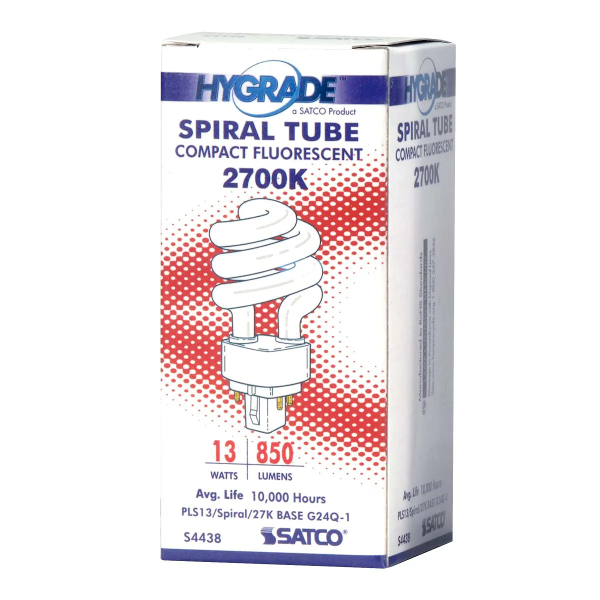 Satco 13w Compact Fluorescent G24Q-1 4-Pin based 2700K White Finish Bulb - Image 2
