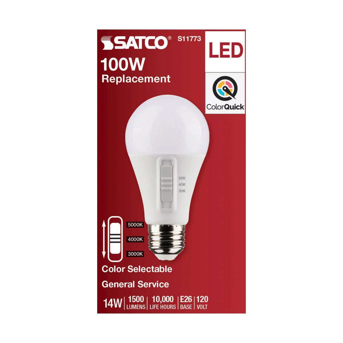Satco 14w A19 LED 120v CCT Selectable 90 CRI White Finish Bulb - Image 5