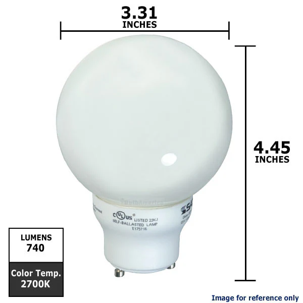 Satco 15W Globe 2700K GU24 base G25 Compact Fluorescent Light Bulb - Image 2