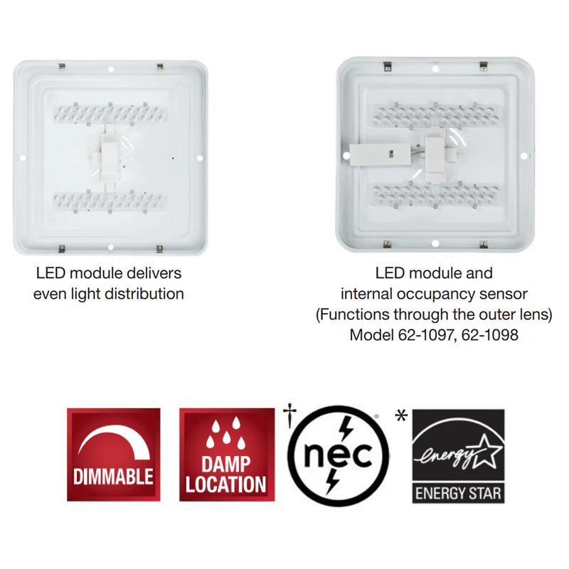 Satco 16.5w LED 11 inch LED Flush Mount with Occupancy Sensor - 3000K - Image 2