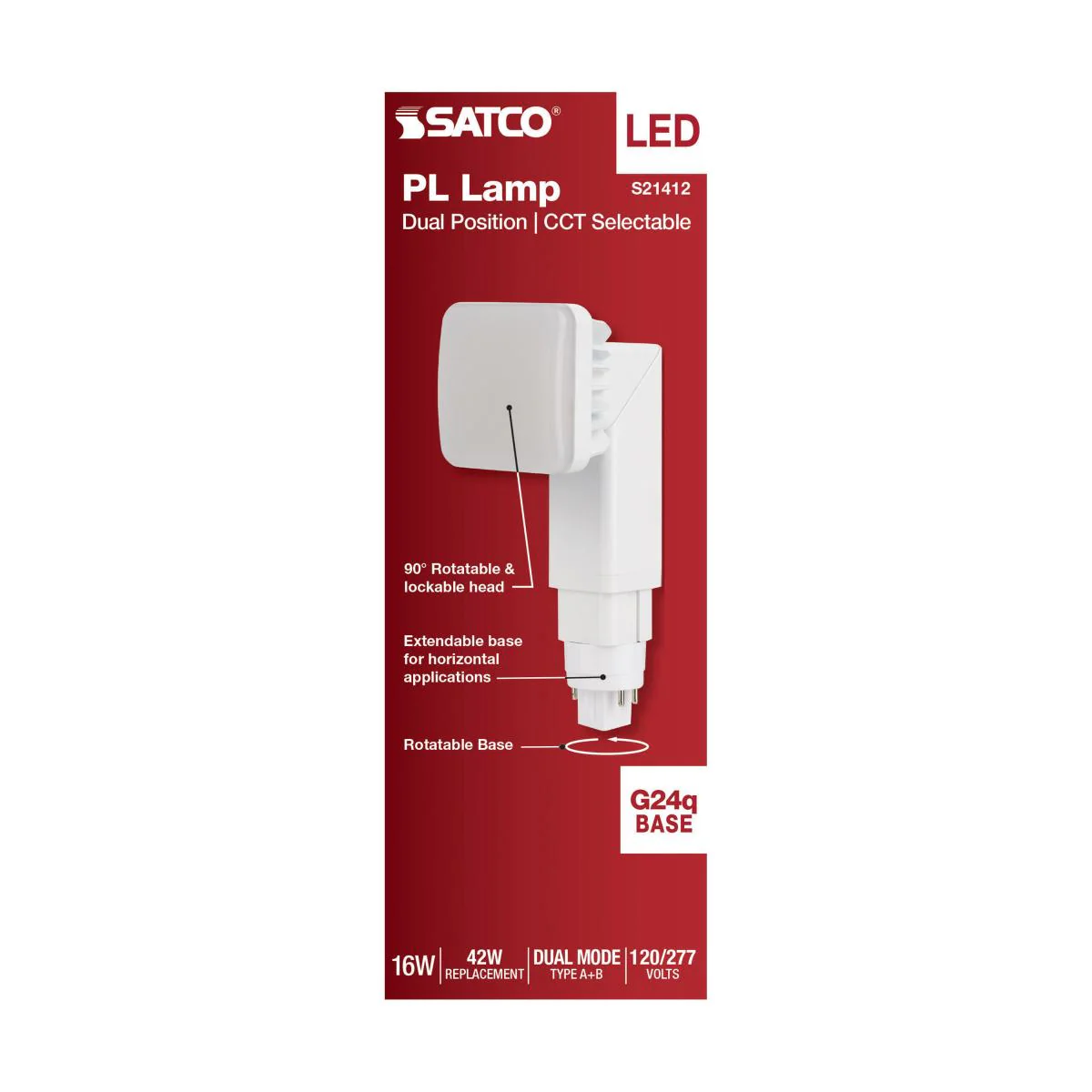 Satco 16w PL 4-Pin LED 1850Lm G24q Base 120-277v CCT Tunable White Finish Bulb - Image 5