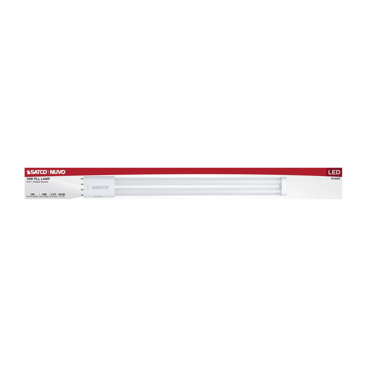 Satco 16w PLL LED 2G11 Base CCT Selectable Ballast Bypass 120-277v Bulb - Image 4