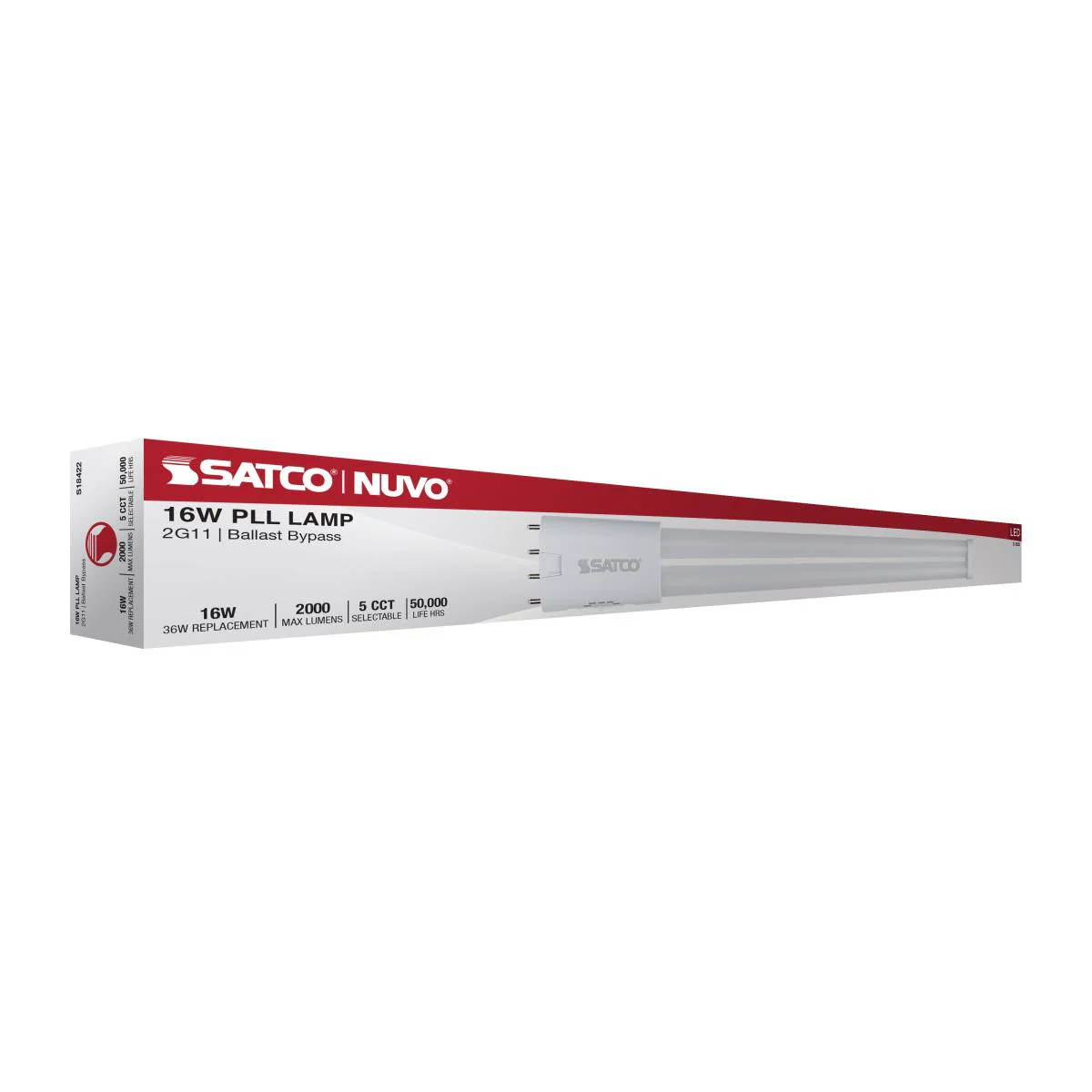 Satco 16w PLL LED 2G11 Base CCT Selectable Ballast Bypass 120-277v Bulb - Image 6