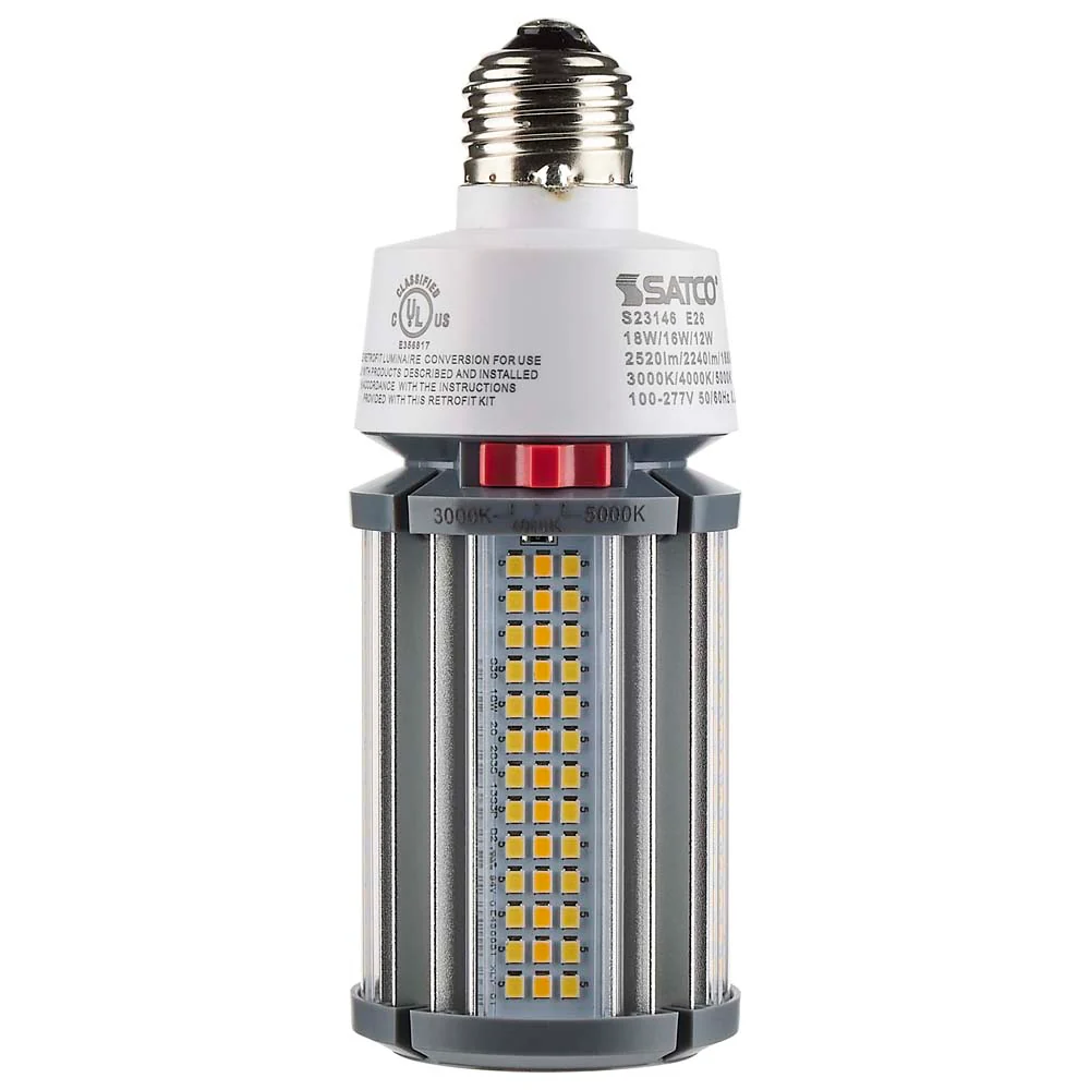 Satco LED HID Replacement 18/16/12 Wattage & CCT Selectable Medium Base 100-277V - Image 6