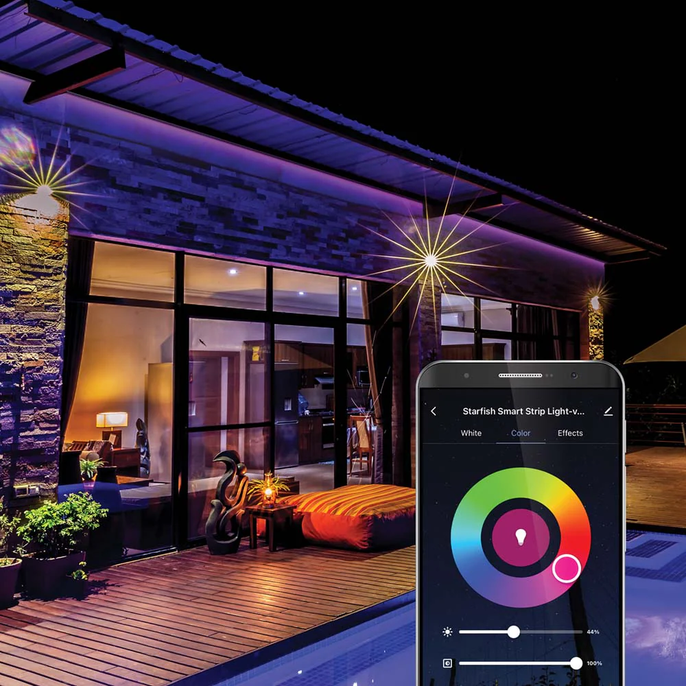 Wi-Fi 16FT Outdoor LED RGB & White Tunable Strip Tape Light - Satco Starfish - Image 5