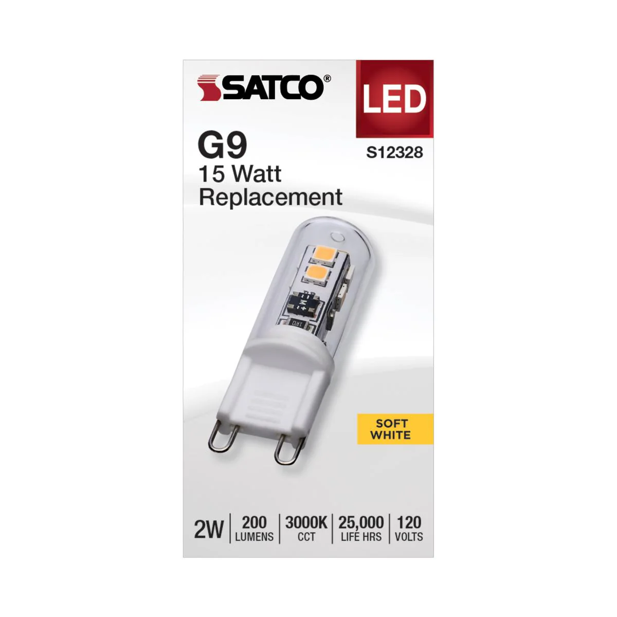 Satco 2w T4 LED 120v G9 Base 3000k Clear Finish Bulb - Image 2