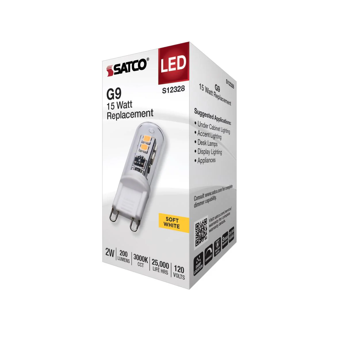 Satco 2w T4 LED 120v G9 Base 3000k Clear Finish Bulb - Image 5