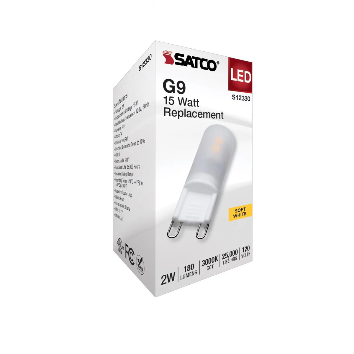 Satco 2w T4 LED 120v G9 Base 3000k Frosted Finish Bulb - Image 4