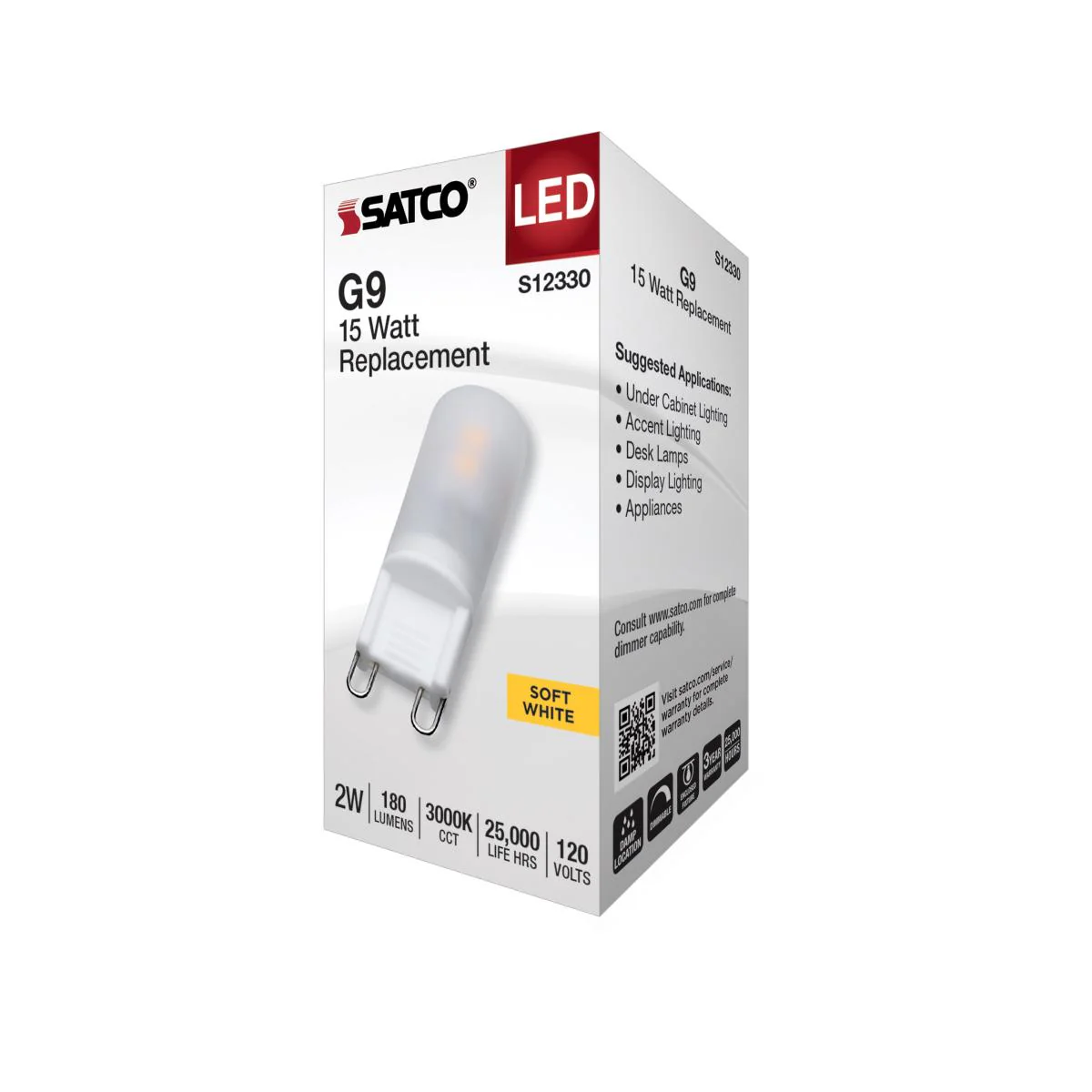 Satco 2w T4 LED 120v G9 Base 3000k Frosted Finish Bulb - Image 5