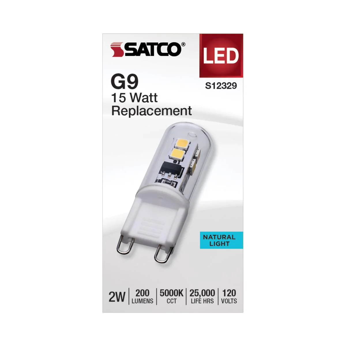 Satco 2w T4 LED 120v G9 Base 5000k Clear Finish Bulb - Image 2