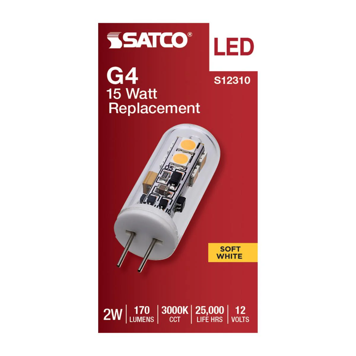 Satco 2w T4 LED 12v Bi Pin G4 Base 3000K Clear Finish Bulb - Image 3
