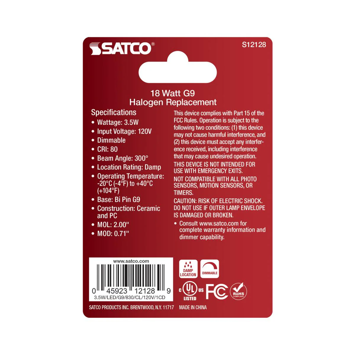 Satco 3.5w Mini LED G9 Double Loop Base 120v 3000K Clear Finish Bulb - Image 3