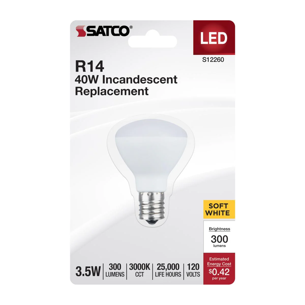 Satco 3.5w R14 LED E17 Intermediate Base 120v 3000K CCT Frosted Finish 120v - Image 3