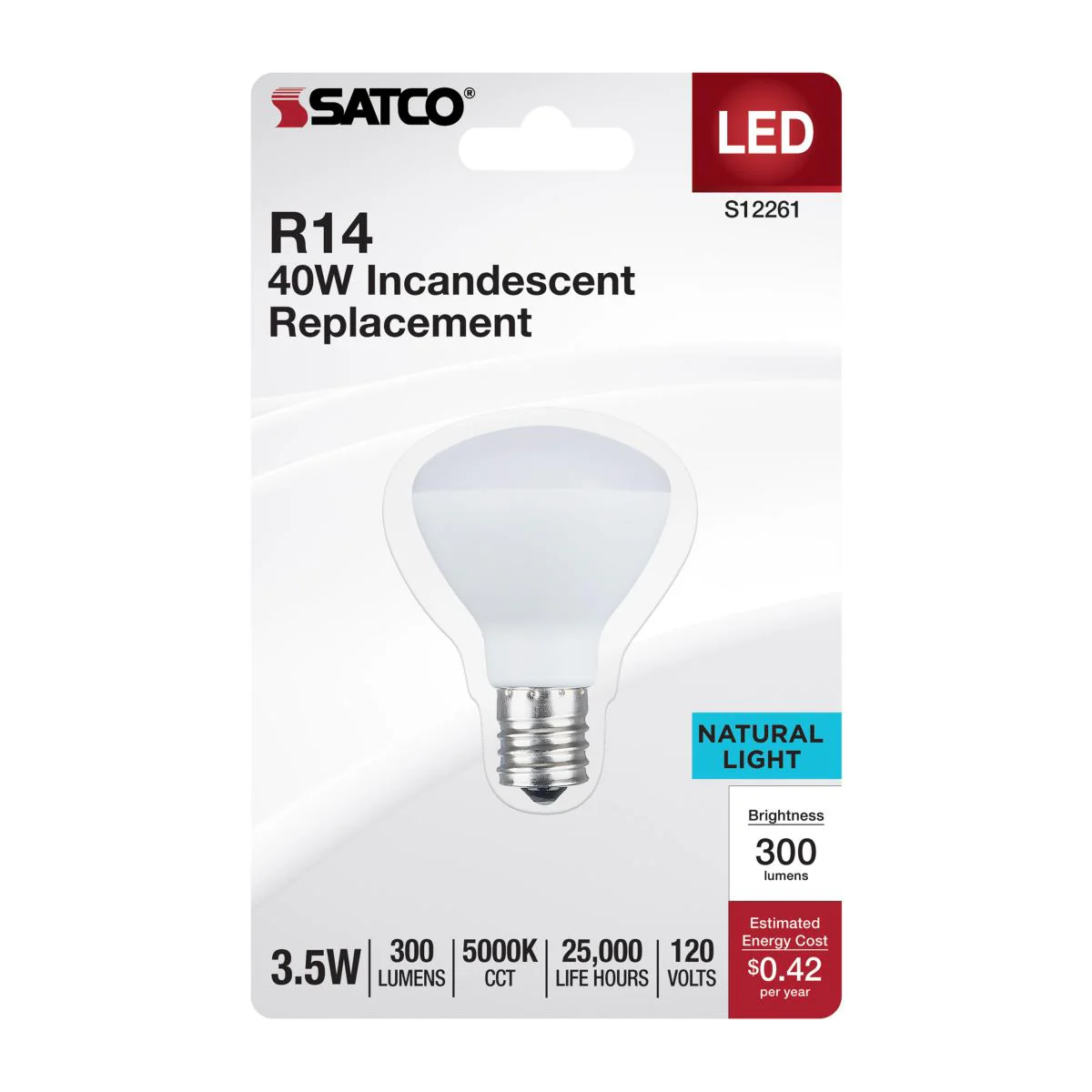 Satco 3.5w R14 LED E17 Intermediate Base 120v 5000K CCT Frosted Finish 120v - Image 3