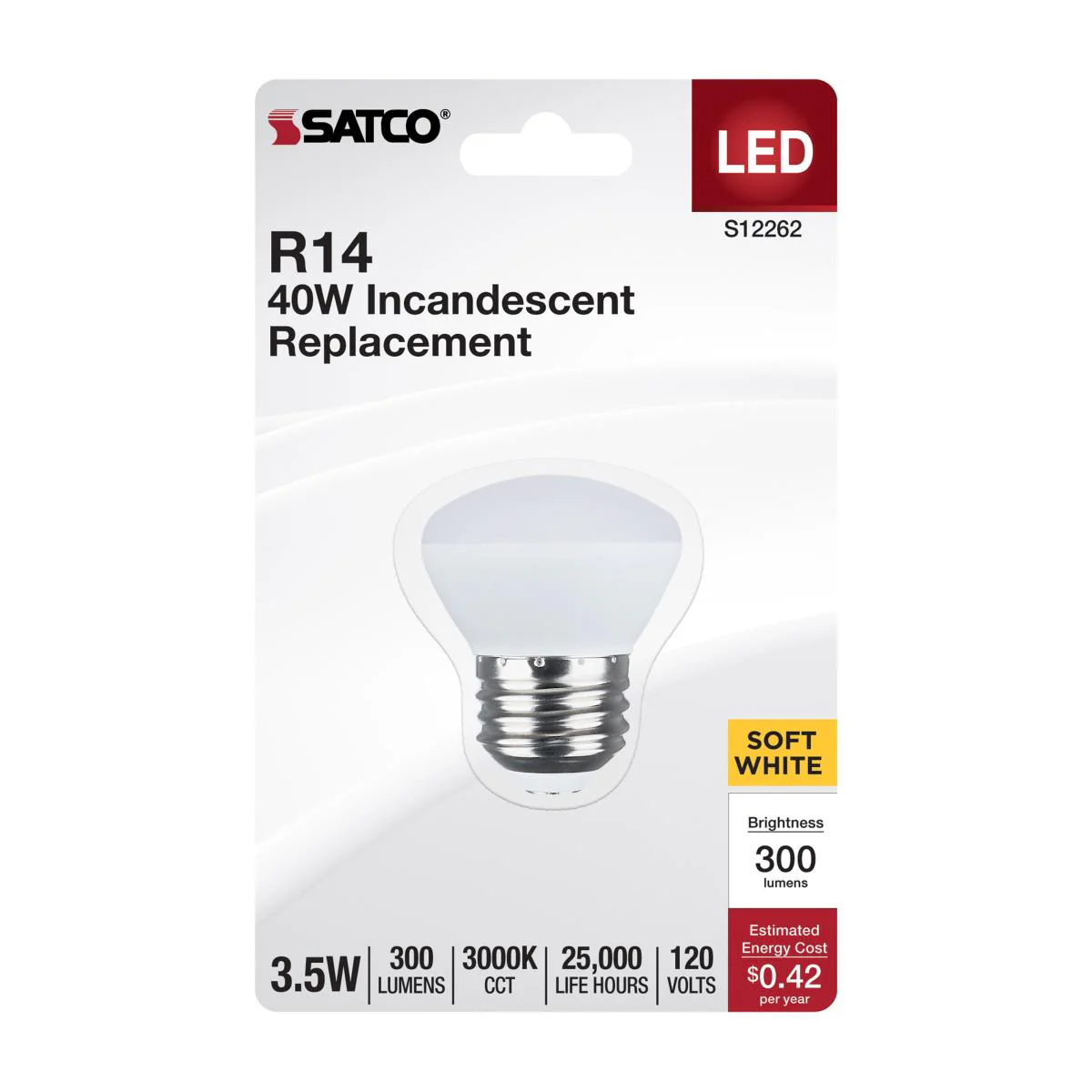 Satco 3.5w R14 LED E26 Medium Base 120v 3000K CCT Frosted Finish Bulb - Image 3