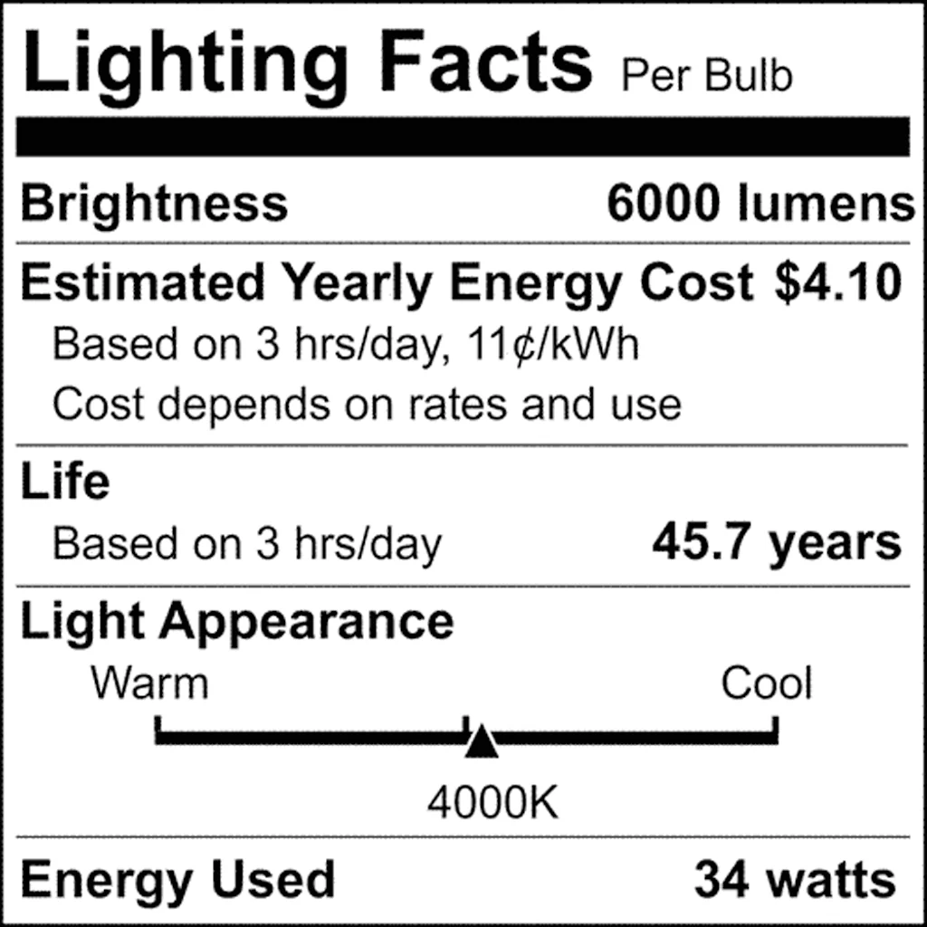 Satco 34w LED HID Replacement ED28 4000K EX39l Base 120-277v Clear Finish Bulb - Image 8