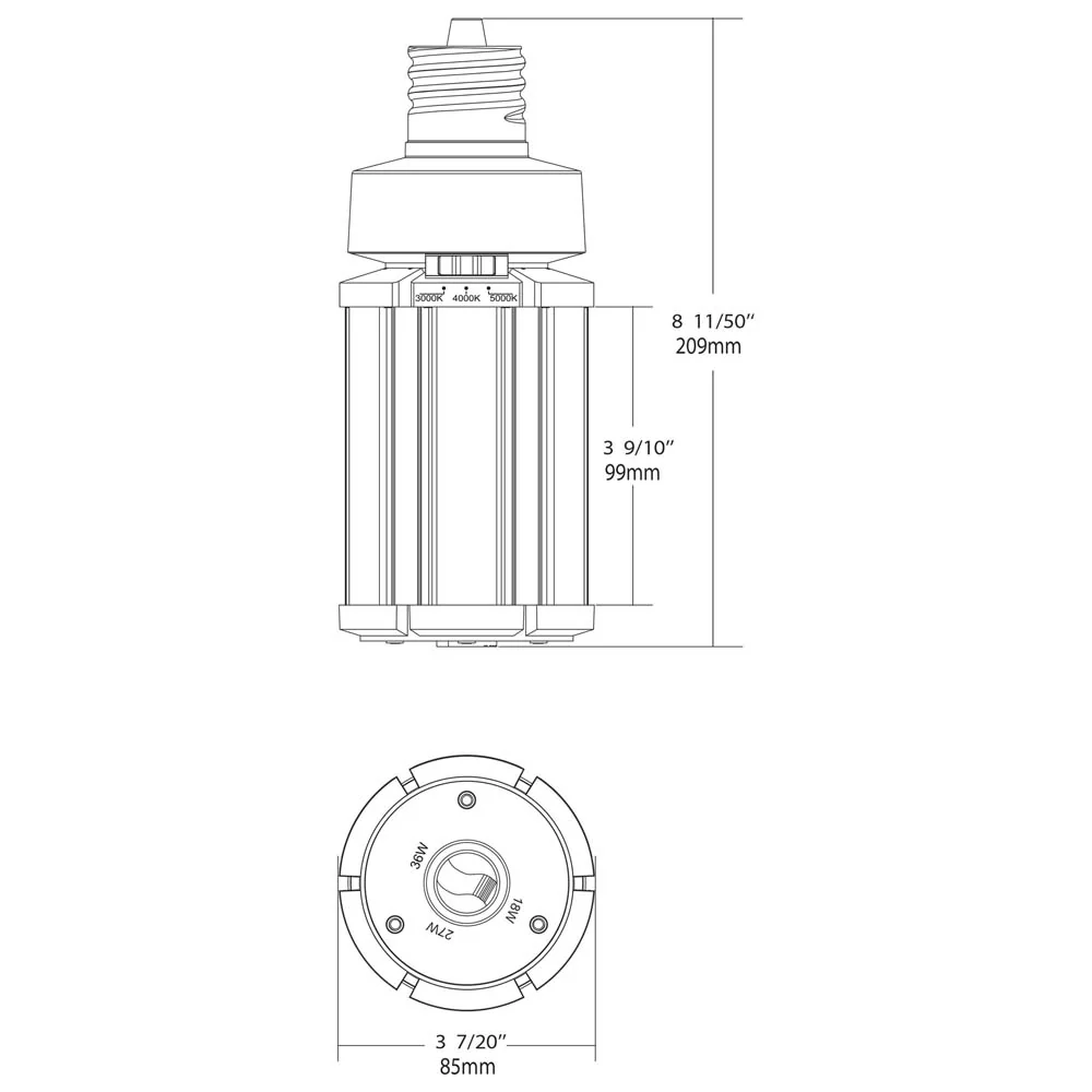 Satco LED HID Replacement 36/27/18 Wattage & CCT Selectable Mogul Base 100-277V - Image 7