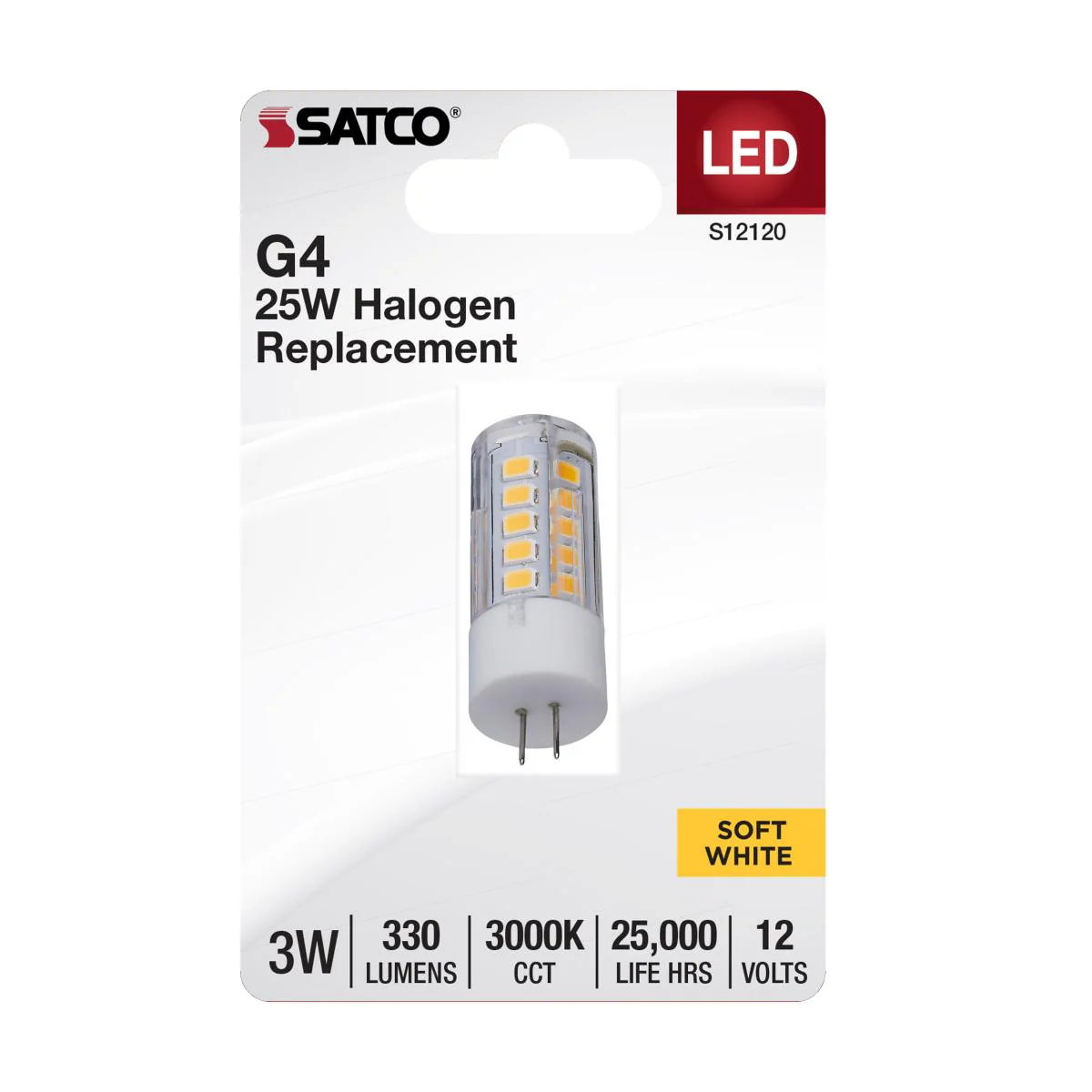 Satco 3w Mini LED Bi Pin G4 Base 12v 3000K Clear Finish Bulb - Image 2