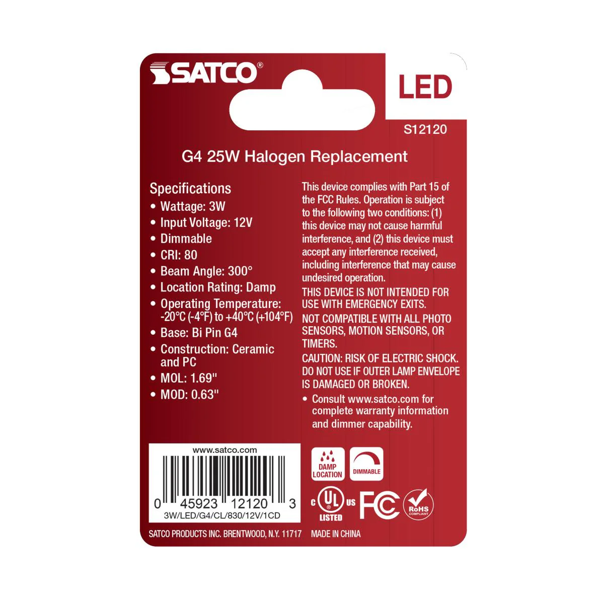 Satco 3w Mini LED Bi Pin G4 Base 12v 3000K Clear Finish Bulb - Image 3