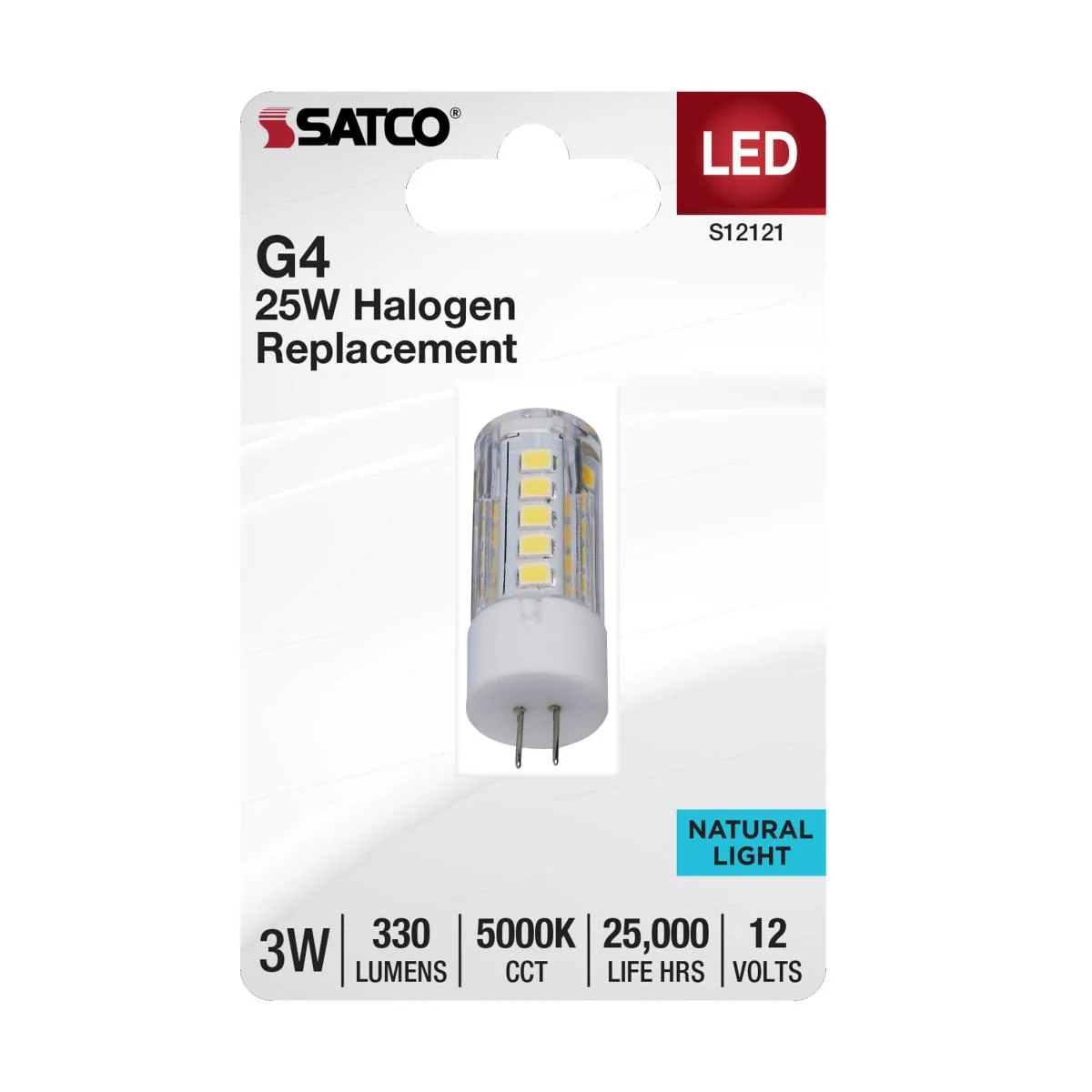 Satco 3w Mini LED Bi Pin G4 Base 12v 5000K Clear Finish Bulb - Image 2