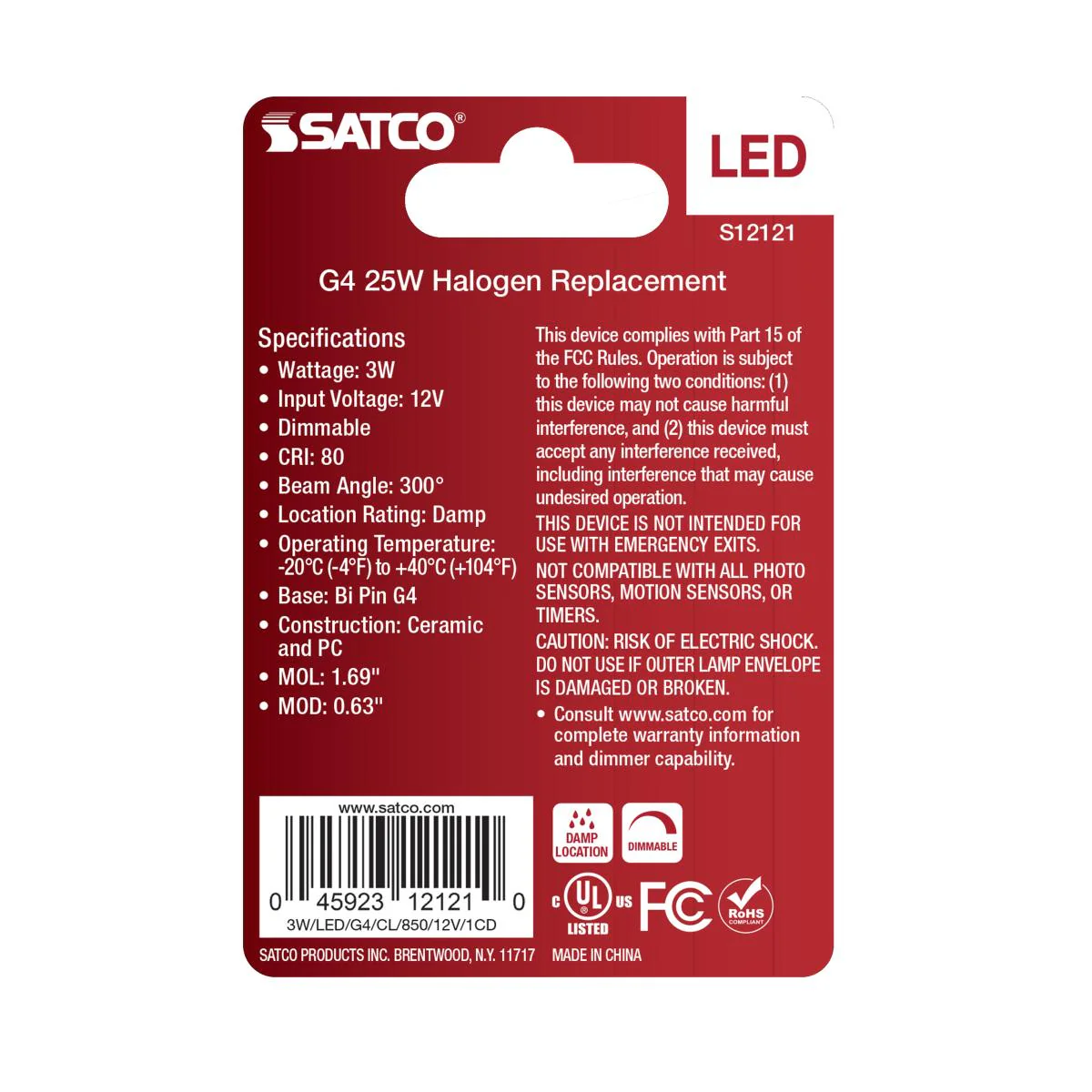 Satco 3w Mini LED Bi Pin G4 Base 12v 5000K Clear Finish Bulb - Image 3