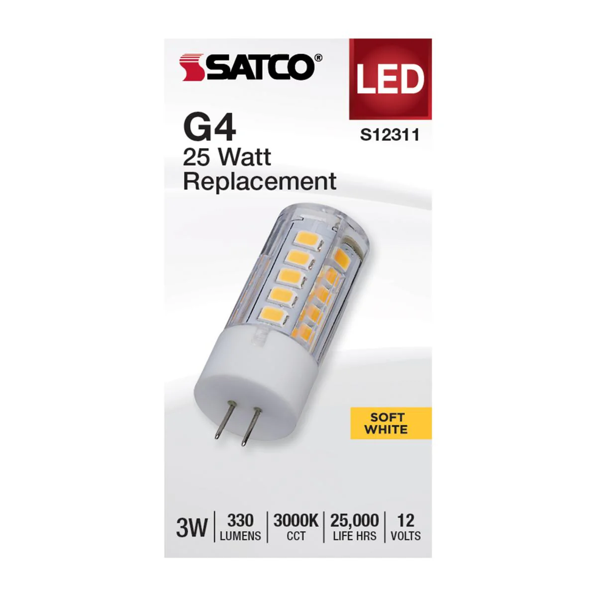 Satco 3w T5 LED 120v Bi Pin G4 Base 3000K Clear Finish Bulb - Image 2