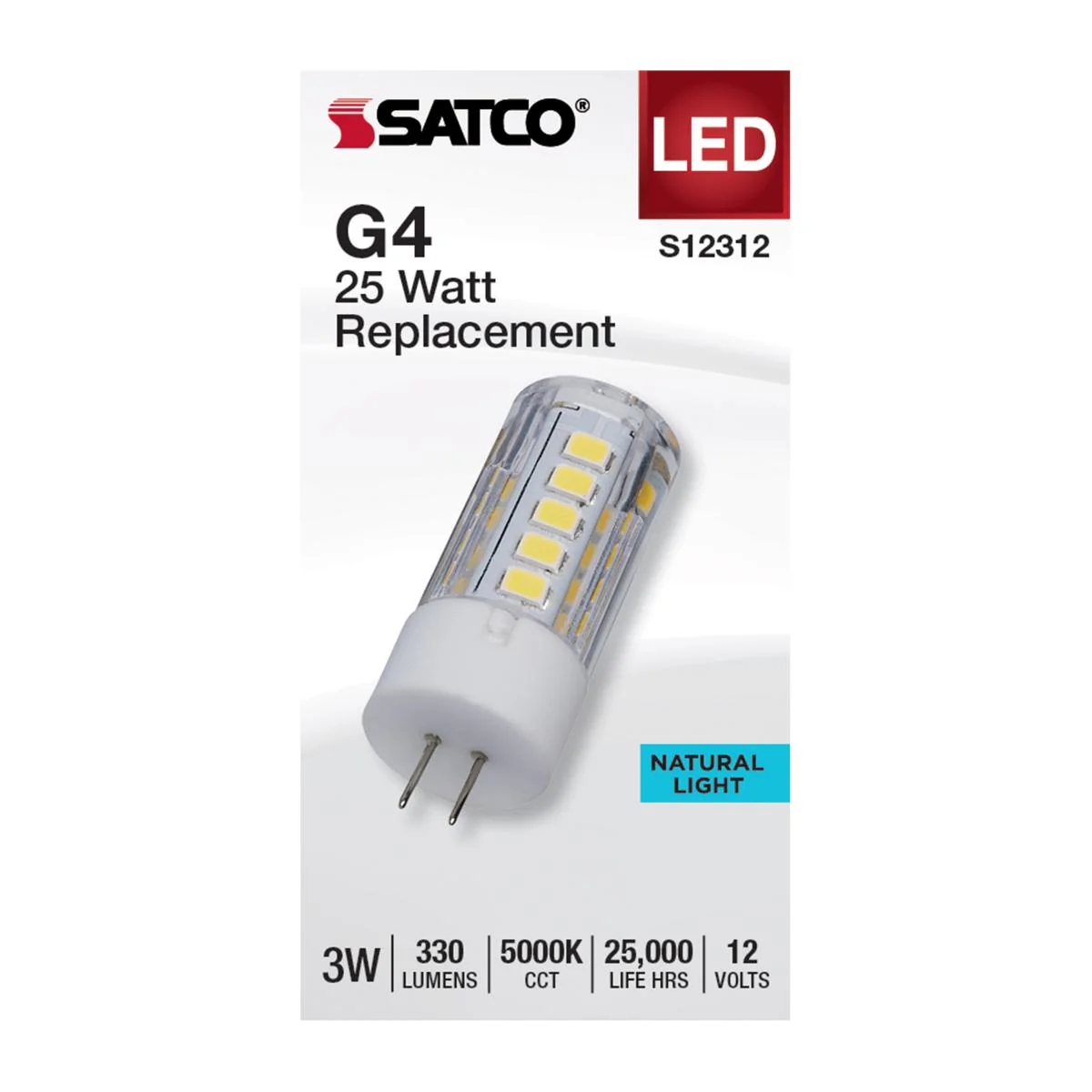 Satco 3w T5 LED 120v Bi Pin G4 Base 5000K Clear Finish Bulb - Image 2