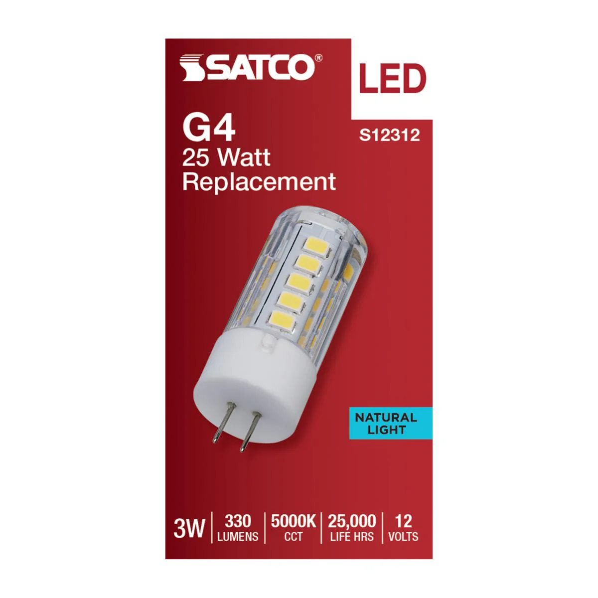 Satco 3w T5 LED 120v Bi Pin G4 Base 5000K Clear Finish Bulb - Image 3