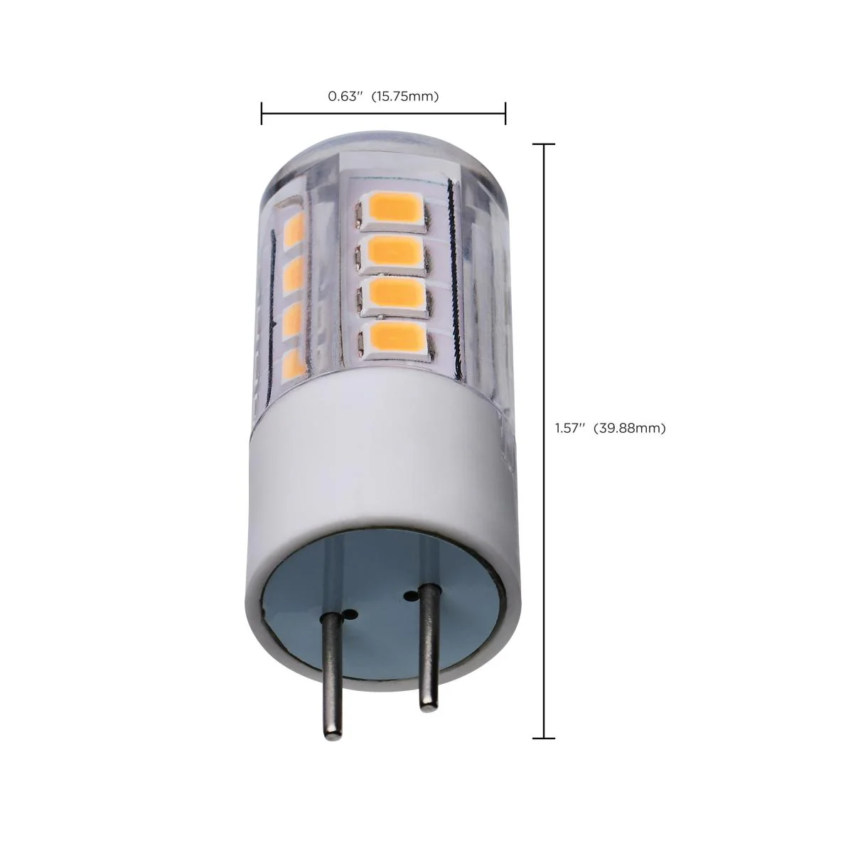 Satco 3w T5 LED 12v GY6.35 Base 3000K Clear Finish Bulb - Image 6