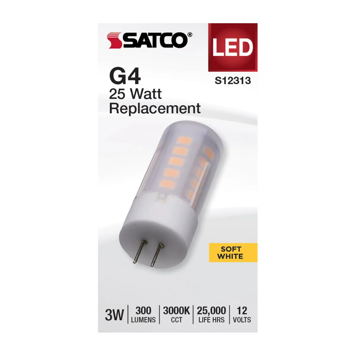 Satco 3w T5 LED12v Bi Pin G4 Base 3000K Frosted Finish Bulb - Image 2