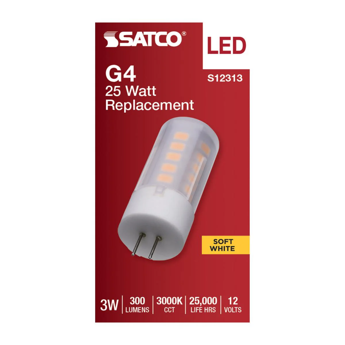 Satco 3w T5 LED12v Bi Pin G4 Base 3000K Frosted Finish Bulb - Image 3