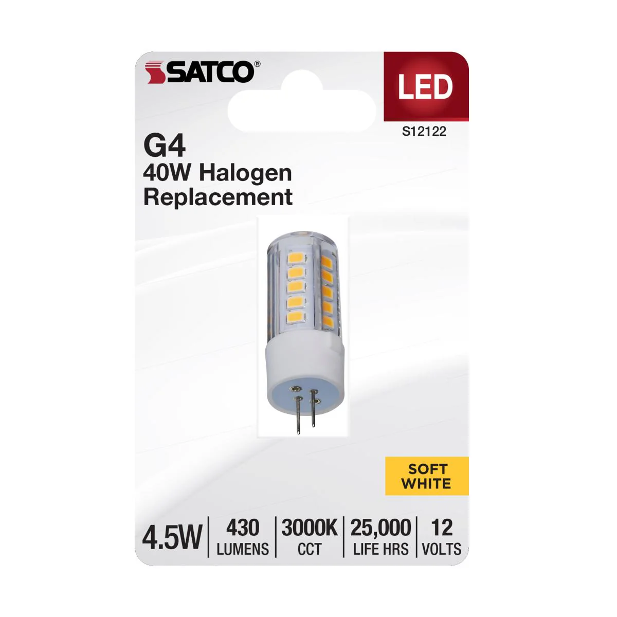 Satco 4.5w Mini LED Bi Pin G4 Base 12v 3000K Clear Finish Bulb - Image 2