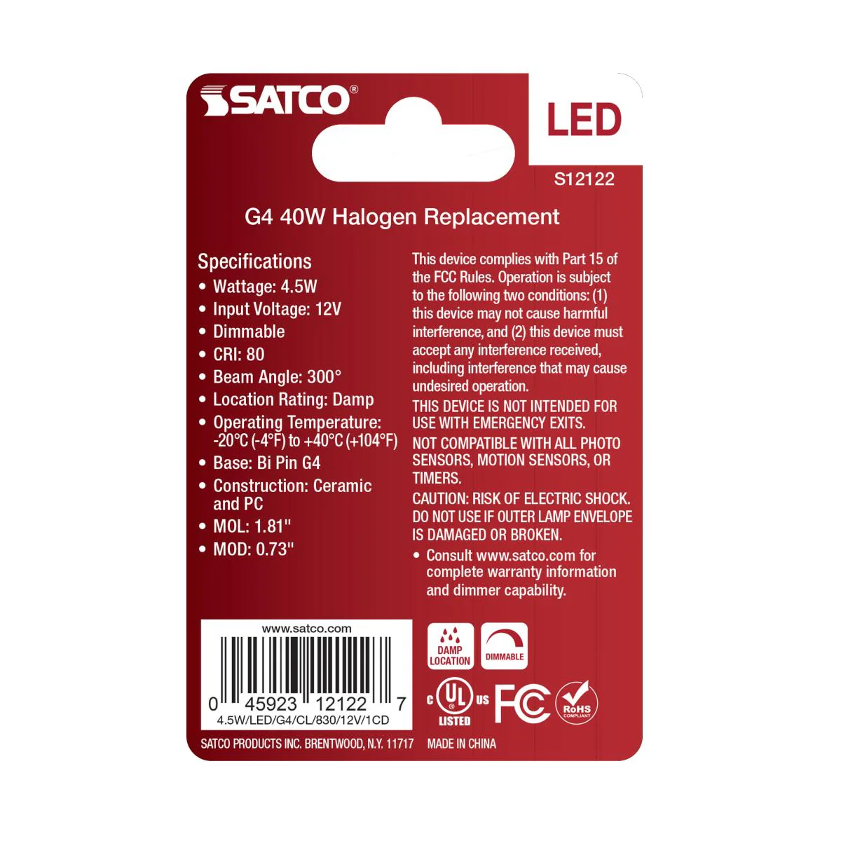 Satco 4.5w Mini LED Bi Pin G4 Base 12v 3000K Clear Finish Bulb - Image 3