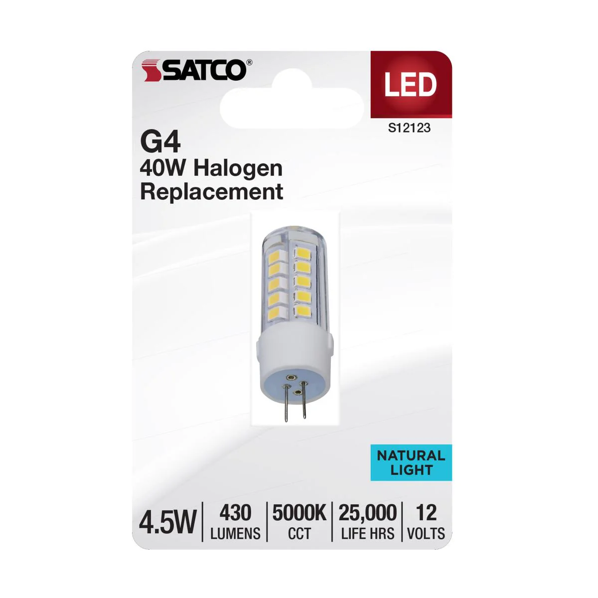 Satco 4.5w Mini LED Bi Pin G4 Base 12v 5000K Clear Finish Bulb - Image 2