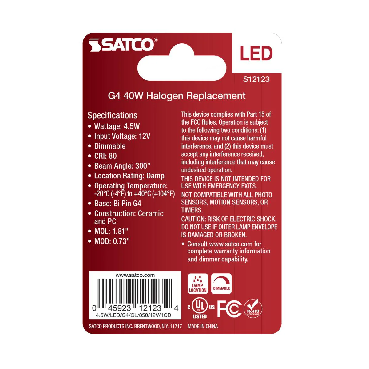 Satco 4.5w Mini LED Bi Pin G4 Base 12v 5000K Clear Finish Bulb - Image 3