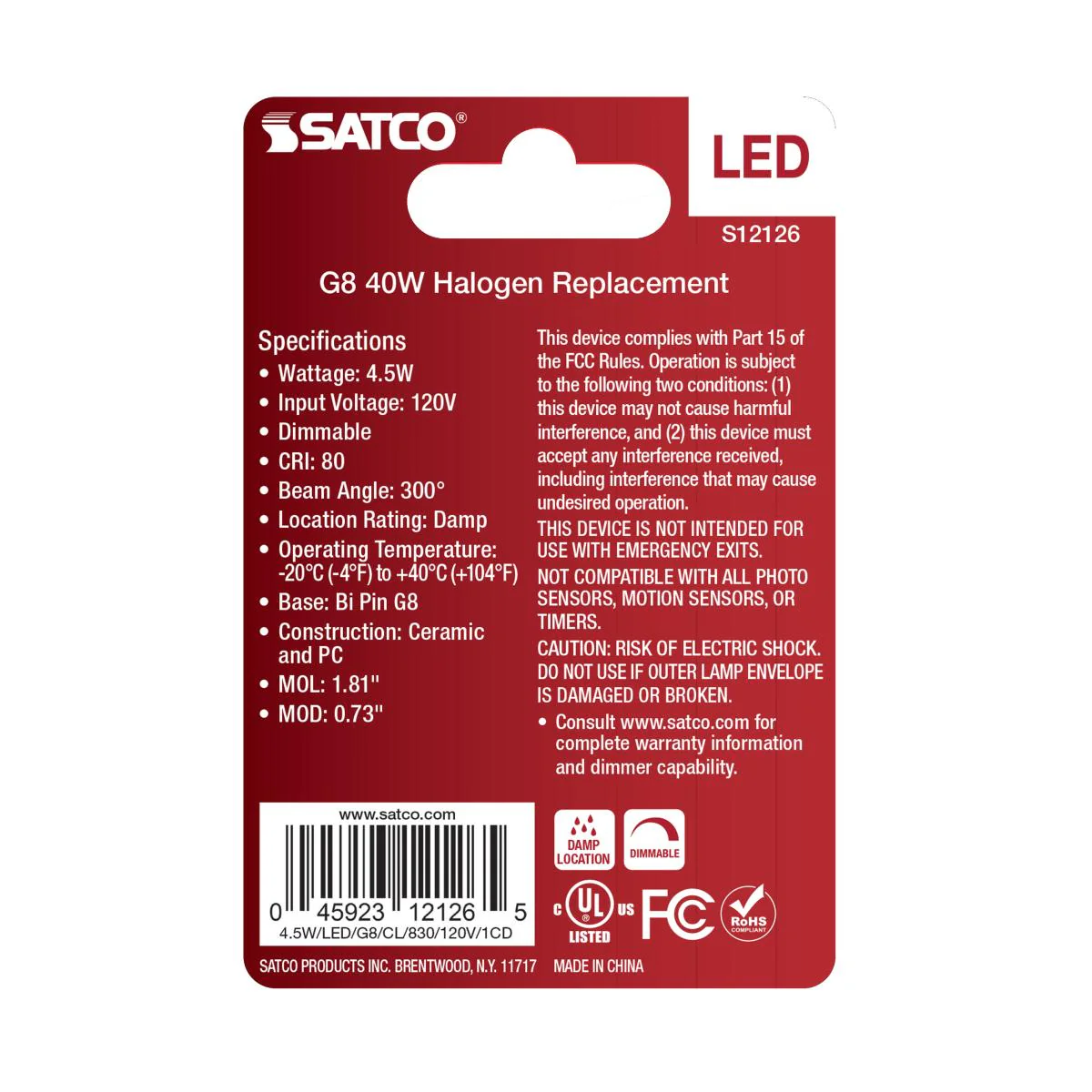 Satco 4.5w Mini LED Bi Pin G8 Base 120v 3000K Clear Finish Bulb - Image 3