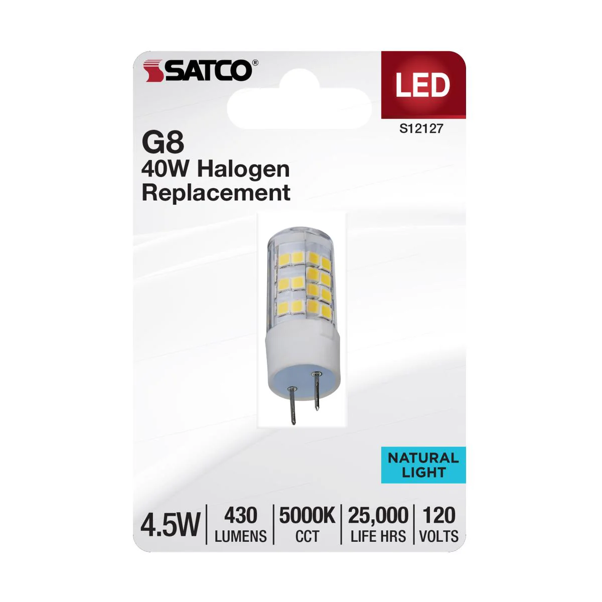 Satco 4.5w Mini LED Bi Pin G8 Base 120v 5000K Clear Finish Bulb - Image 2