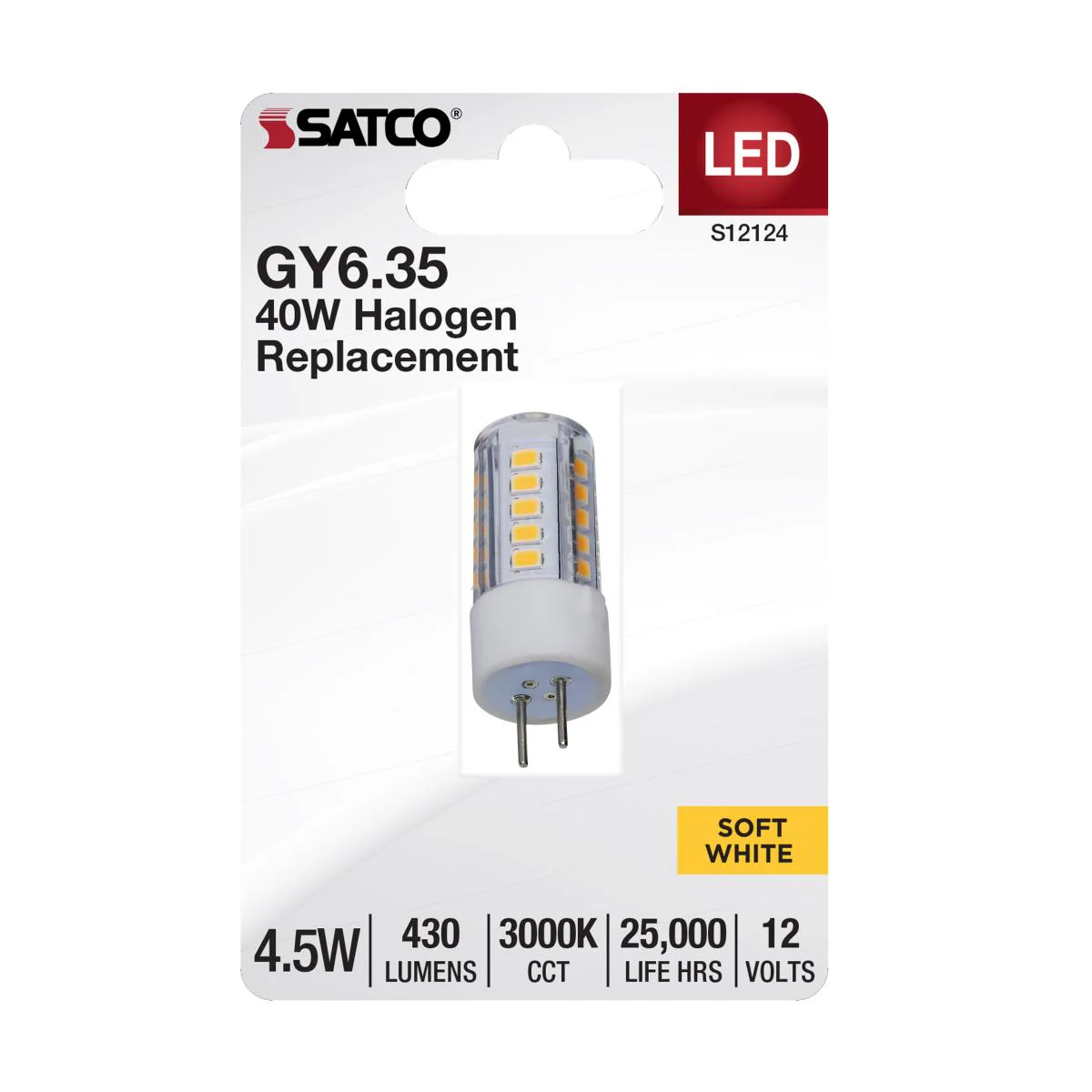 Satco 4.5w Mini LED Bi Pin GY6.35 Base 12v 3000K Clear Finish Bulb - Image 2