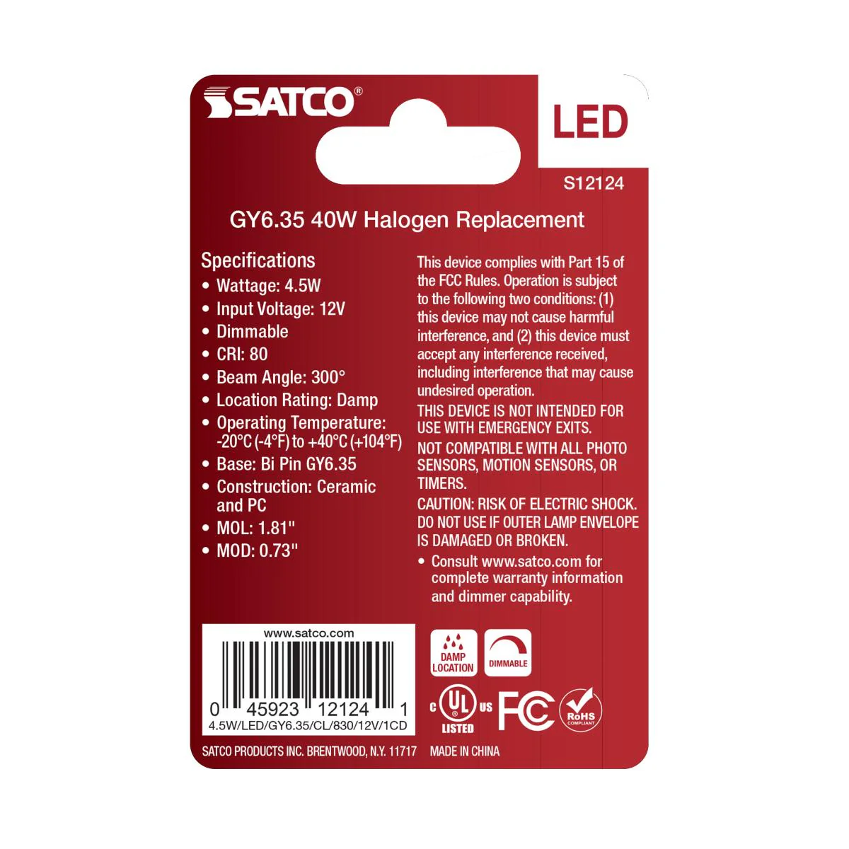 Satco 4.5w Mini LED Bi Pin GY6.35 Base 12v 3000K Clear Finish Bulb - Image 3