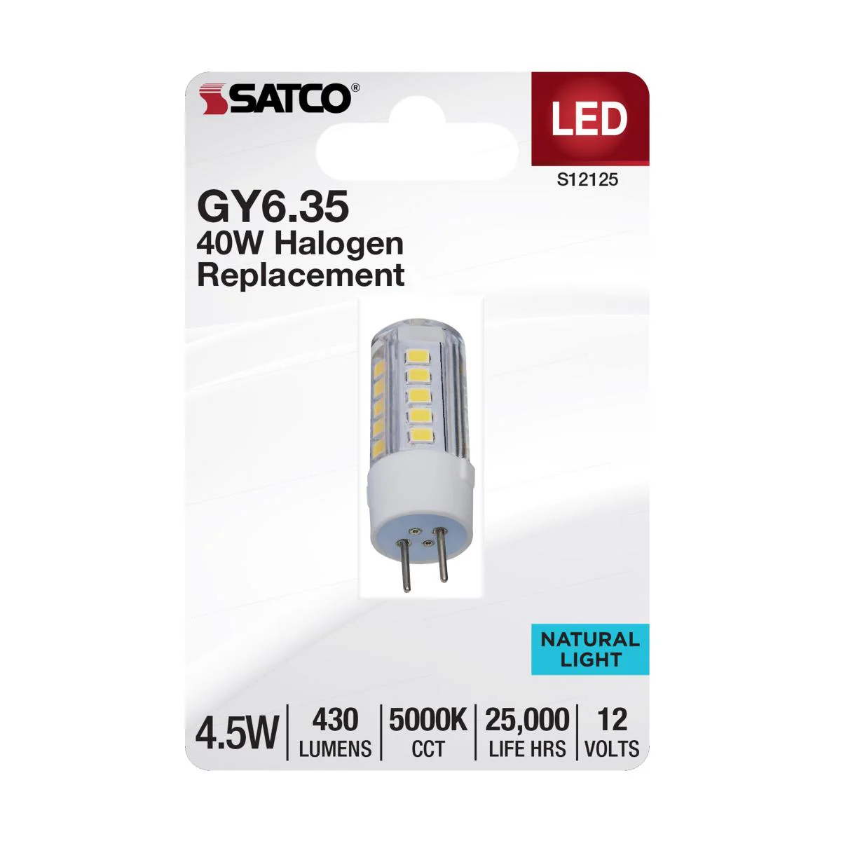 Satco 4.5w Mini LED Bi Pin GY6.35 Base 12v 5000K Clear Finish Bulb - Image 2