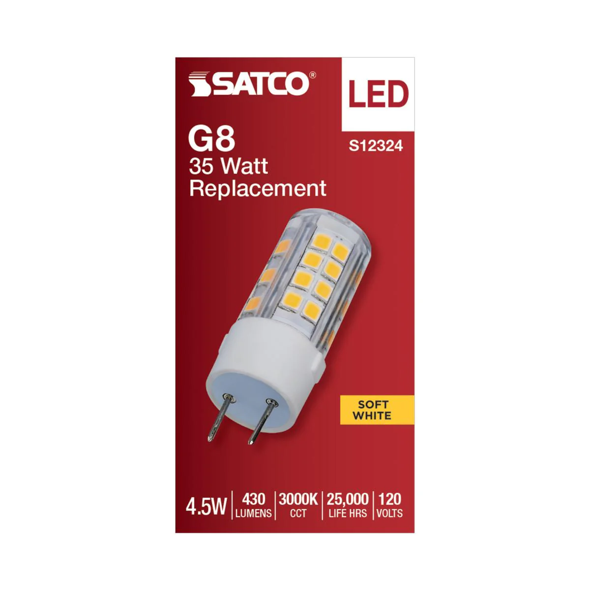 Satco 4.5w T6 LED 120v G8 Base 3000k Clear Finish Bulb - Image 3