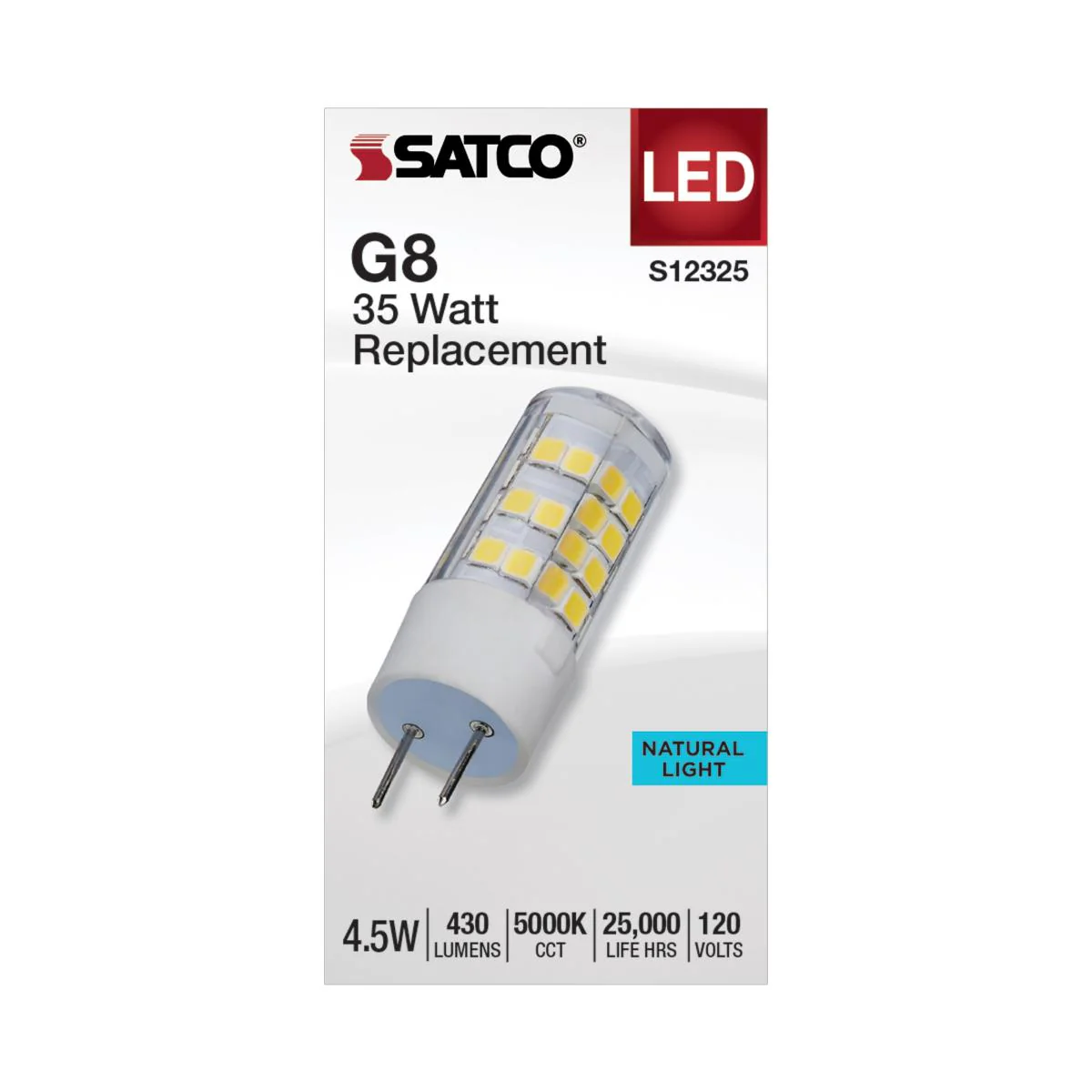 Satco 4.5w T6 LED 120v G8 Base 5000k Clear Finish Bulb - Image 2