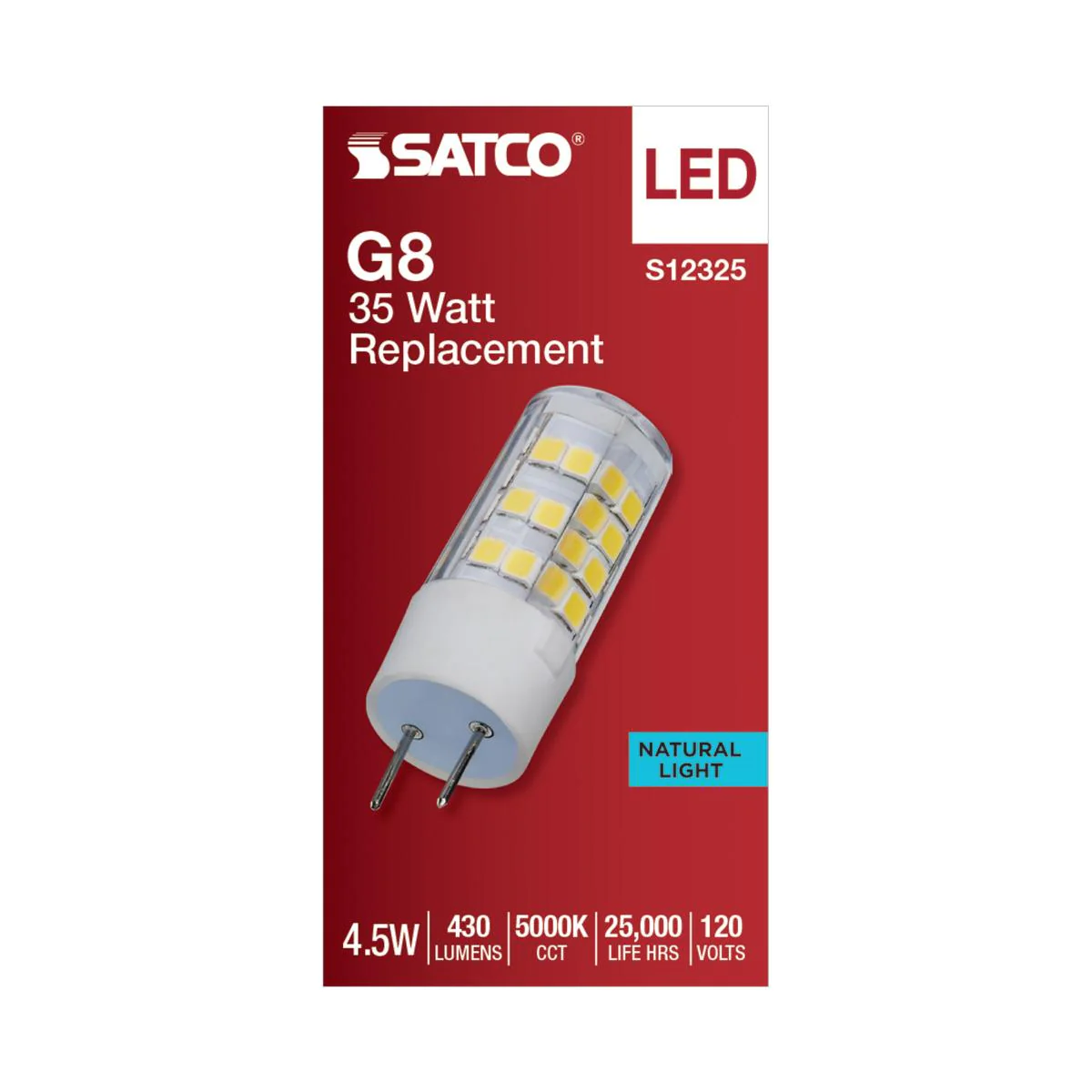 Satco 4.5w T6 LED 120v G8 Base 5000k Clear Finish Bulb - Image 3