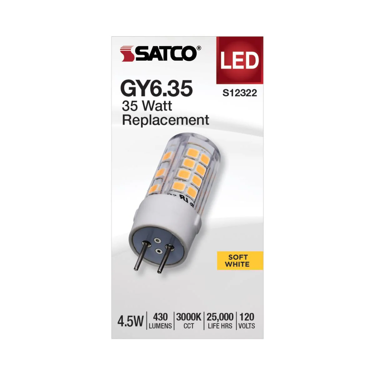 Satco 4.5w T6 LED 120v GY6.35 Base 3000k Clear Finish Bulb - Image 2